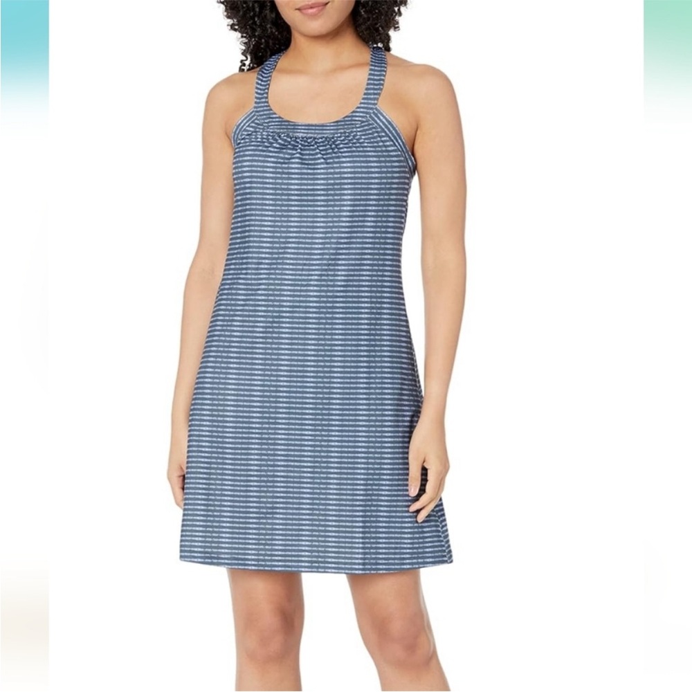 prAna Cantine Dress Women’s XS Grey Blue Wicker Padded Active Outdoor Casual